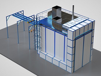 Окрасочно-сушильная камера тупикового типа SPK-8.4.4 для металлоконструкций